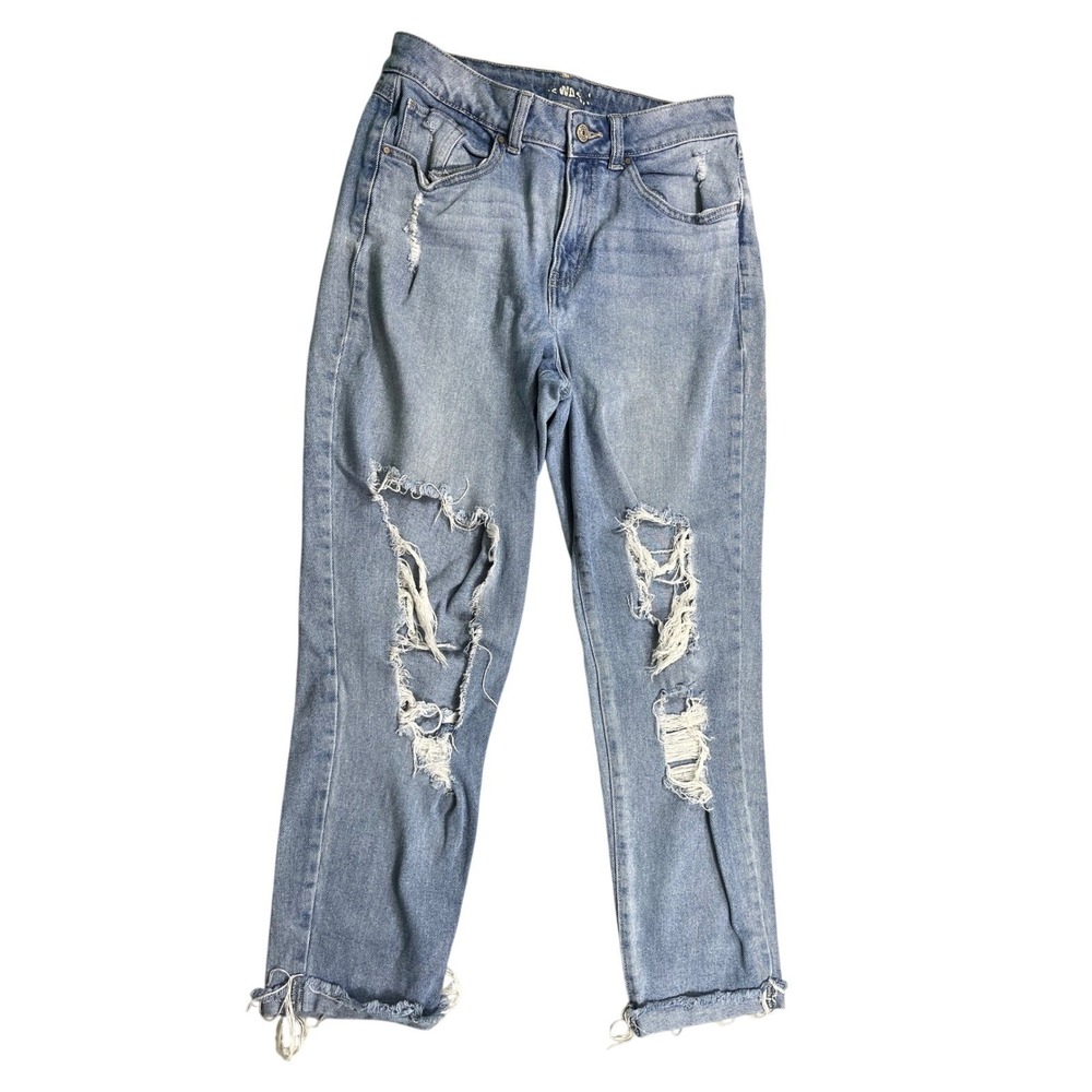 Rewash Distressed Straight Leg Jeans Light Wash Raw‎ Hem Size 29